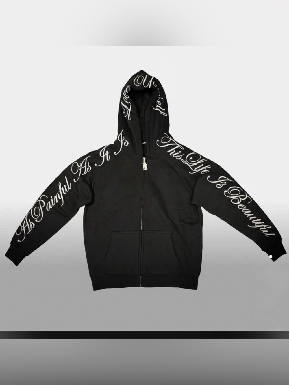 Phora Yours Truly Love Yourself Zip Up Hoodie Embroidered Script Medium